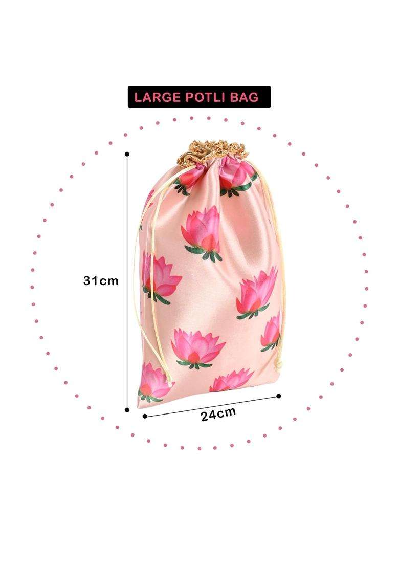 Kuber Industries Cream Polyester Potli Bags 9X12 Inch Pack of 12 - Indya