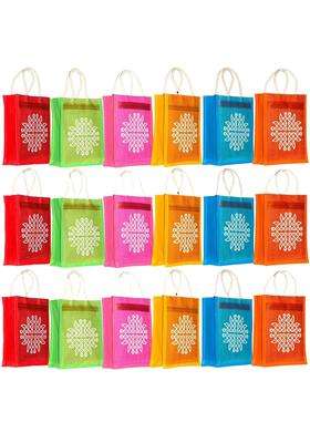 Anumala Jute World Premium Thamboolam Kolam Art Return Gift Bags Pack of 18
