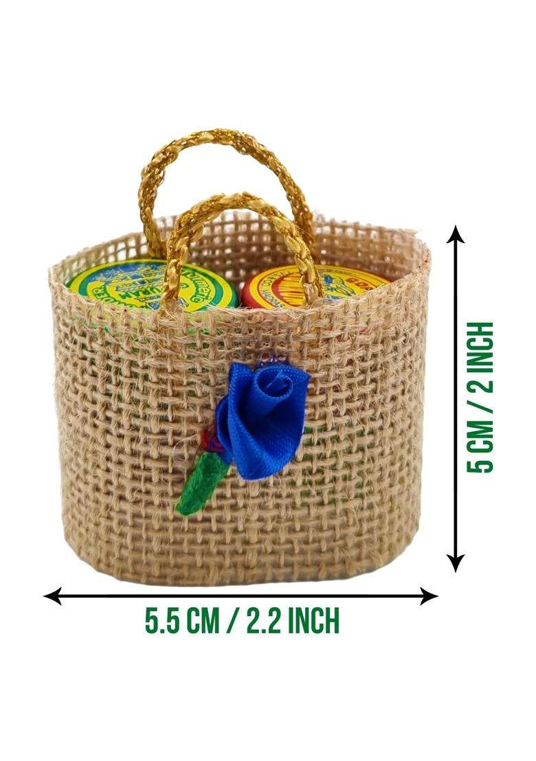 Soul Artisan Brown Jute Thamboolam Bag with Haldi and Kumkum Powder Pack of 20 - Indya