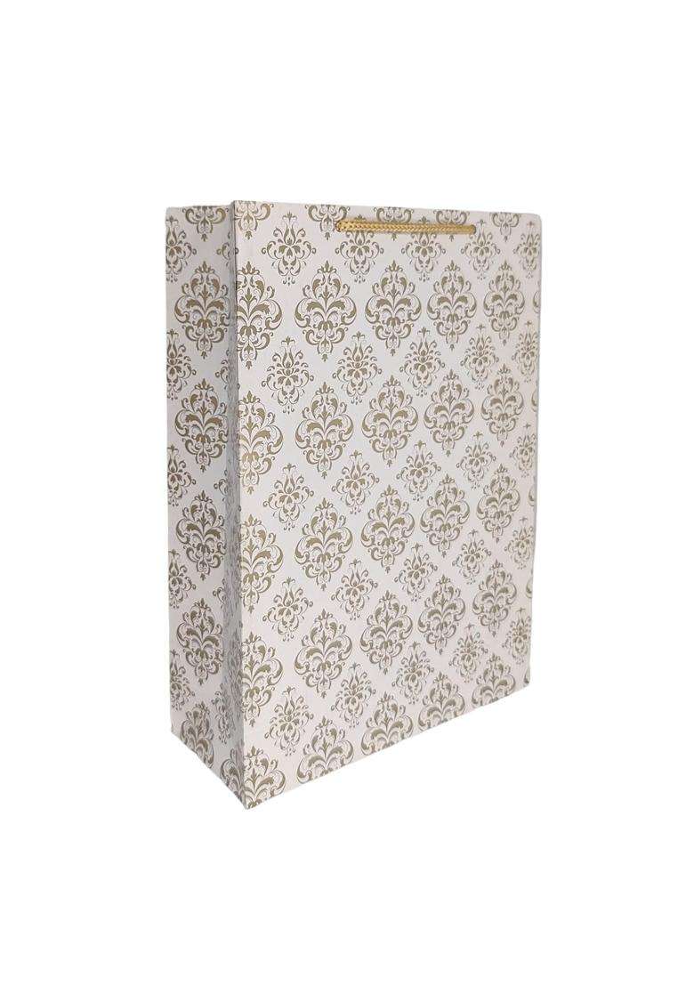 Tasche Gold Flower and Gold Mandaram Printed Assorted Design Paper Carry Bags Pack of 24 - Indya