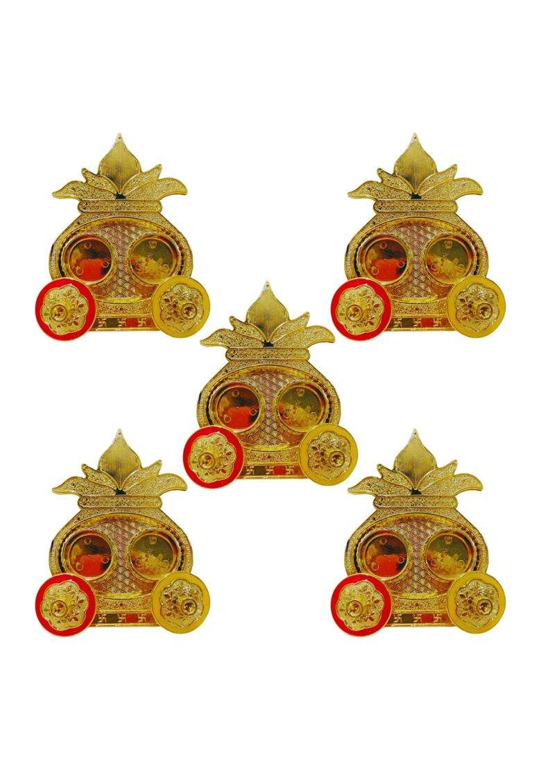 Gold Kalash Shaped Kumkum Box Pasupu Turmeric Haldi Thamboolam Return Gift for Women Diwali Pack of 10 - Indya