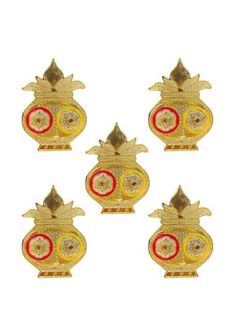 Gold Kalash Shaped Kumkum Box Pasupu Turmeric Haldi Thamboolam Return Gift for Women Diwali Pack of 10