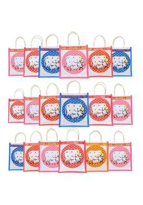 Anumala Jute World Premium Thamboolam Gomata Cow Print Return Gift Bags Pack of 18