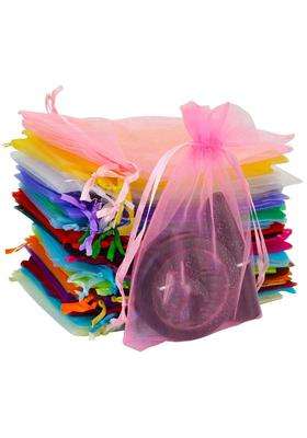 Brown Leaf Organza Drawstring 10X12 CM Party Favor Bag Potlie Goodies Bag Jewelry Pouch for Birthday Return