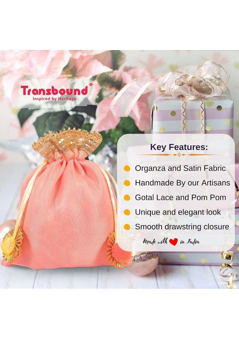 Transbound 20 Pcs Small Organza Satin Return Gift Potli Bags for Wedding Diwali Gift Pouches Engagement - Indya