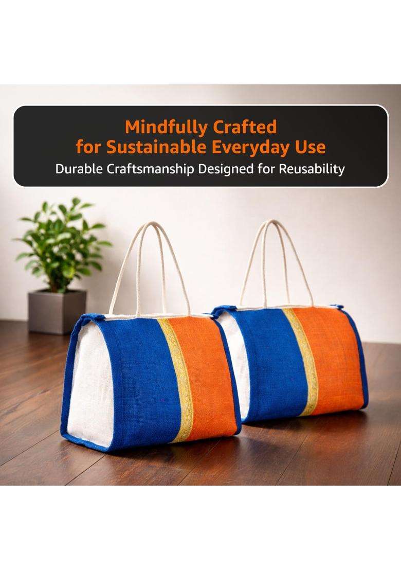 Amazon Brand Solimo Jute Thamboolam Gift Bag Reusable and Durable Pack of 10 - Indya