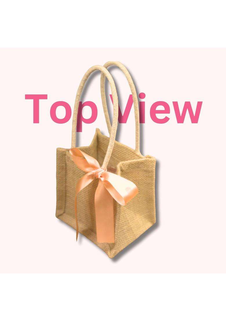 Prakriti Maitri 5 Inch Mini Gift Bags with Ribbon Perfect Wedding Return Gift Small Jute Bag Pack of 10 - Indya