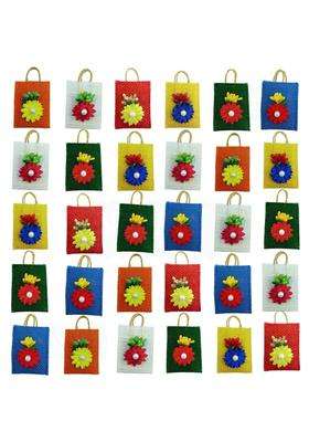 Navira FABS Thamboolam Return Gift Set with Tilakam Handmade Miniature Small Jute Pouch Multi Color Pack of 30