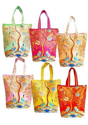 Zuvim Multicolor Timatim Wedding Return Gift Bags for Women Zipper Pouches with Peacock Print