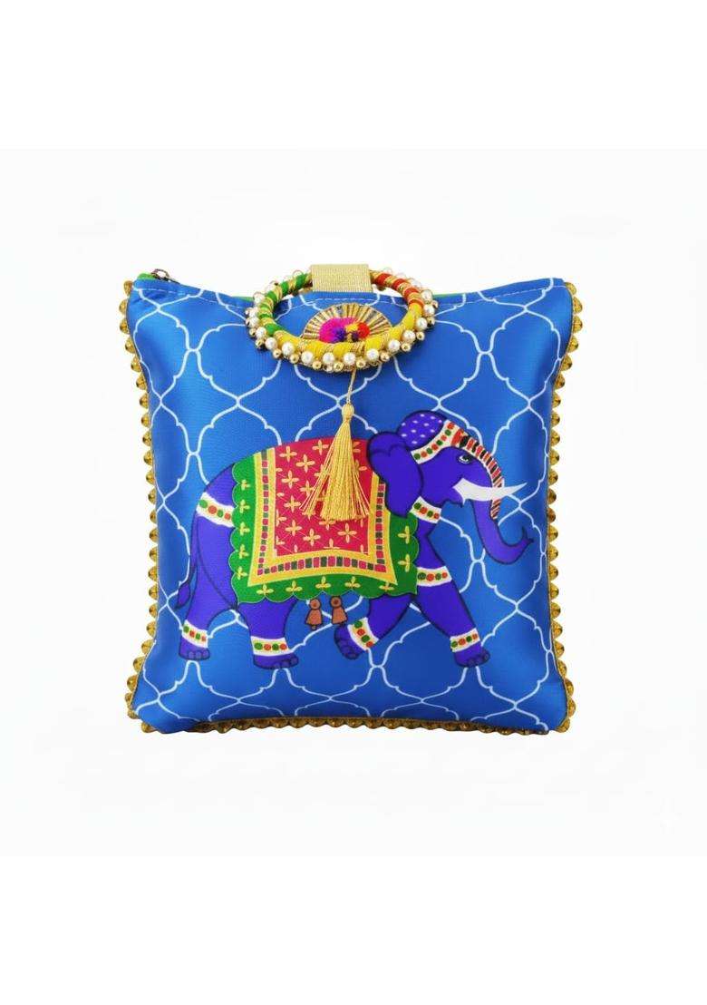 UR Little SHOP Traditional Potli Gift Bags with Zip Closure Bangle Handle and Leaf and Haldi Kumkum Pouches - Indya