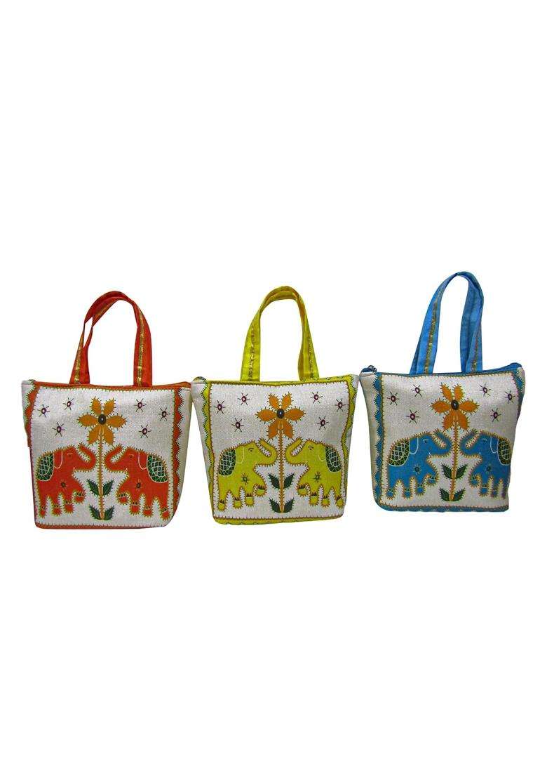 Purple Pinktraditional Jute Purses for Wedding Return Gift Women Wholesale Bridal Giveaways Potli Bag - Indya