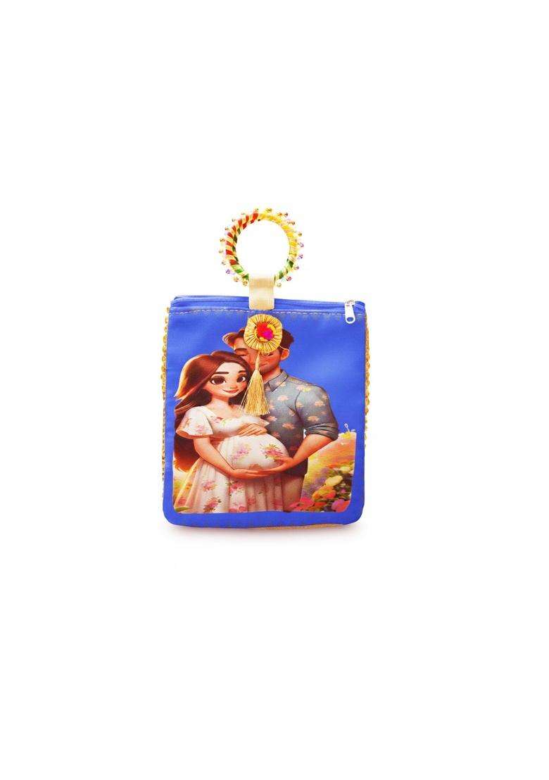 Red WIND Traditional Potli Gift Bags with Zip Closure Bangle Handle and Leaf and Haldi Kumkum Pouches - Indya