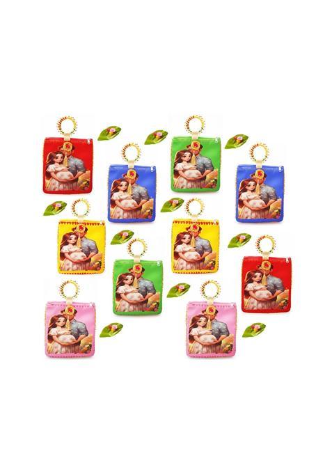 Red WIND Traditional Potli Gift Bags with Zip Closure Bangle Handle and Leaf and Haldi Kumkum Pouches