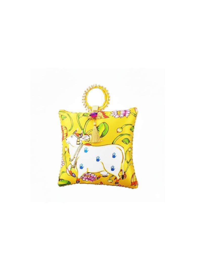 SAI Praseeda Traditional Potli Gift Bags with Zip Closure Bangle Handle and Leaf and Haldi Kumkum Pouches - Indya
