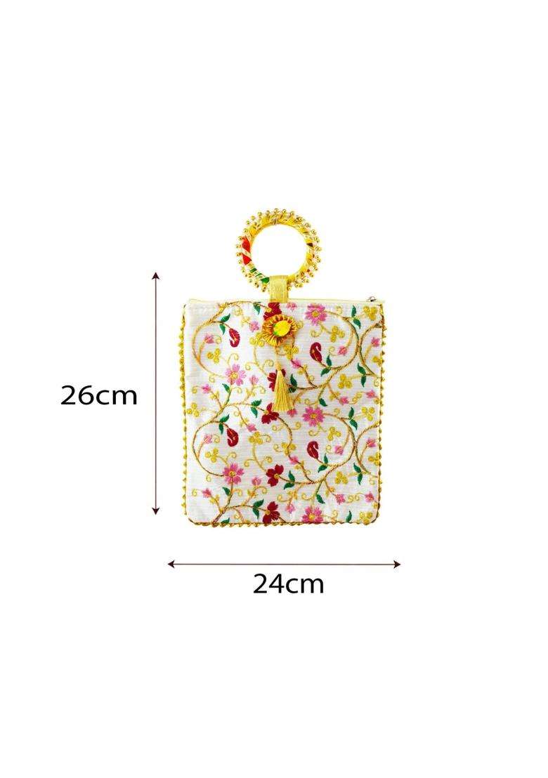 Niskanet Traditional Potli Gift Bags with Zip Closure Bangle Handle and Leaf and Haldi Kumkum Pouches - Indya