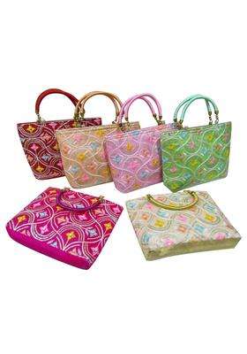 Purple Pink Embroidery Purses for Wedding Return Gift Women Wholesale Bridal Giveaways Potli Bag with Zipper