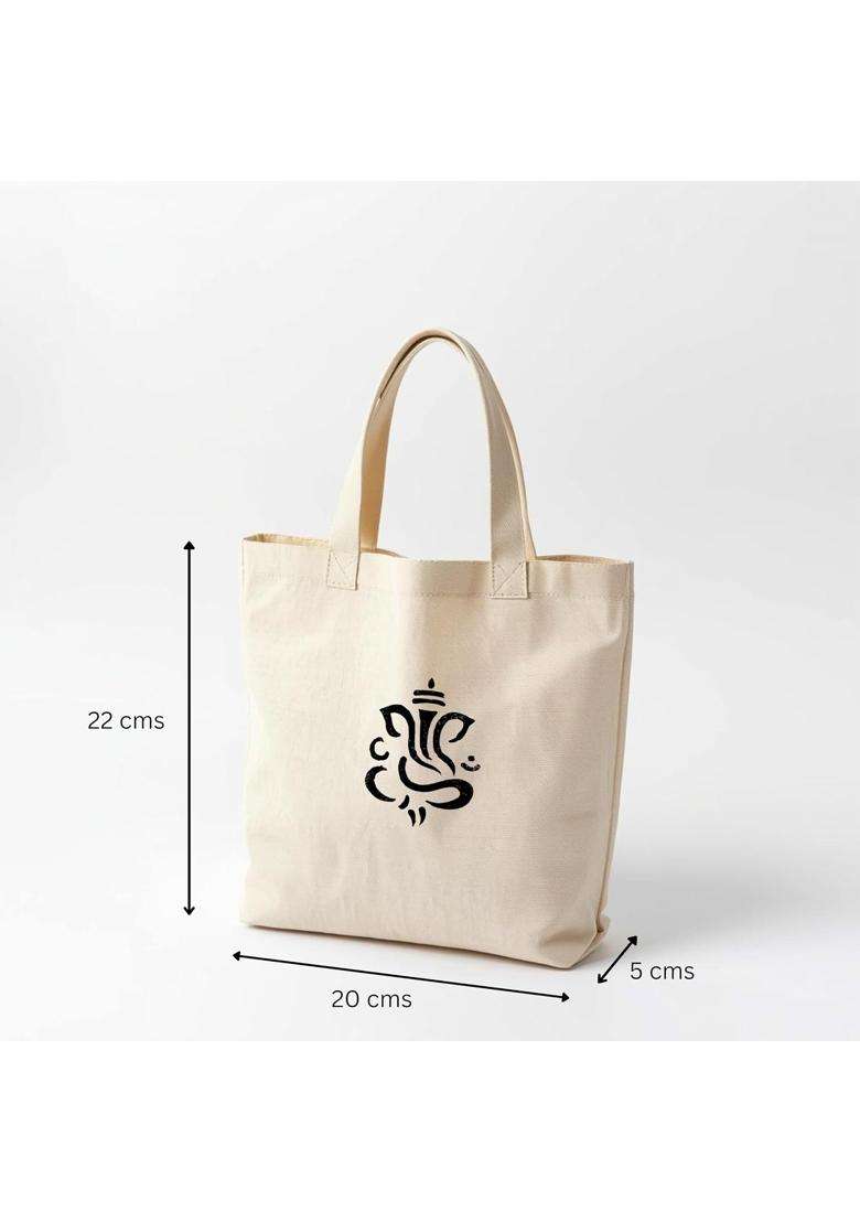 Premahs Cotton Thamboolam Bags with Ganesha Print Eco Friendly Return Gift Bags for Wedding Pack of 10 - Indya
