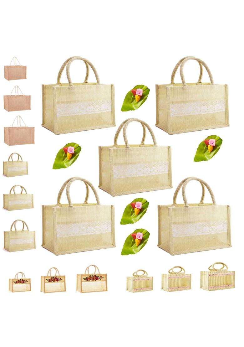 Red WIND Reusable Jute Bags with Zip Closure Leaf and Haldi Kumkum Pouches - Indya