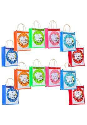 Anumala Jute World Premium Thamboolam Gomata Cow Print Return Gift Bags Pack of 12