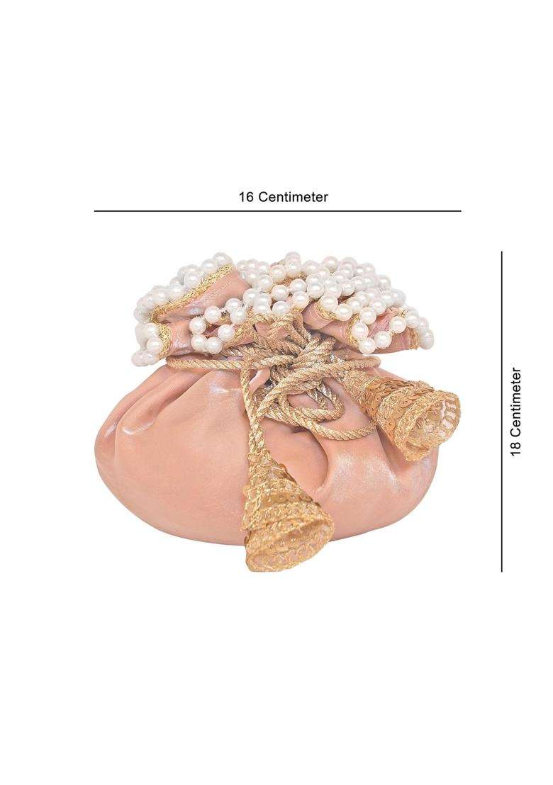 Imperial Packing Gold Designer Potli Bags Pearl Embellishments - Indya