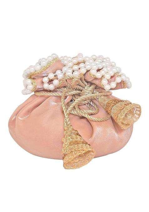 Imperial Packing Gold Designer Potli Bags Pearl Embellishments