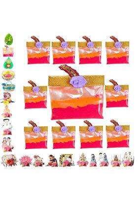 Red WIND Haldi Kumkum Pouch Bags Gift Set Traditional Return Gifts for Pooja Festivals Weddings Pack of 21