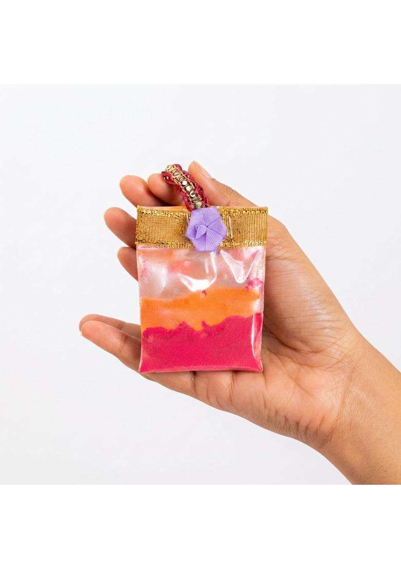 Red WIND Haldi Kumkum Pouch Bags Gift Set Traditional Return Gifts for Pooja Festivals Weddings Pack of 21 - Indya