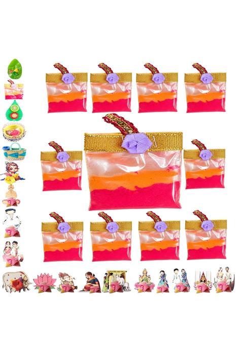 Red WIND Haldi Kumkum Pouch Bags Gift Set Traditional Return Gifts for Pooja Festivals Weddings Pack of 21