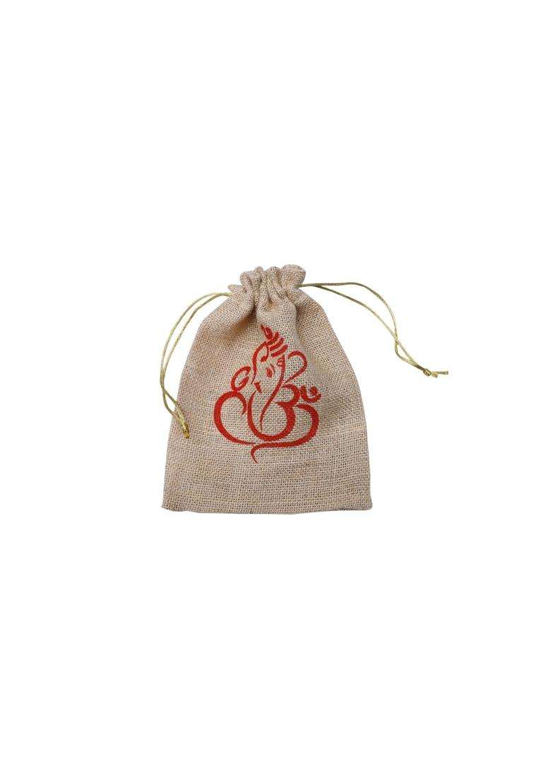 Verdantvibes Ganesh Jute Potli Bags 9x7 Inches Multi Color Pack of 20 - Indya