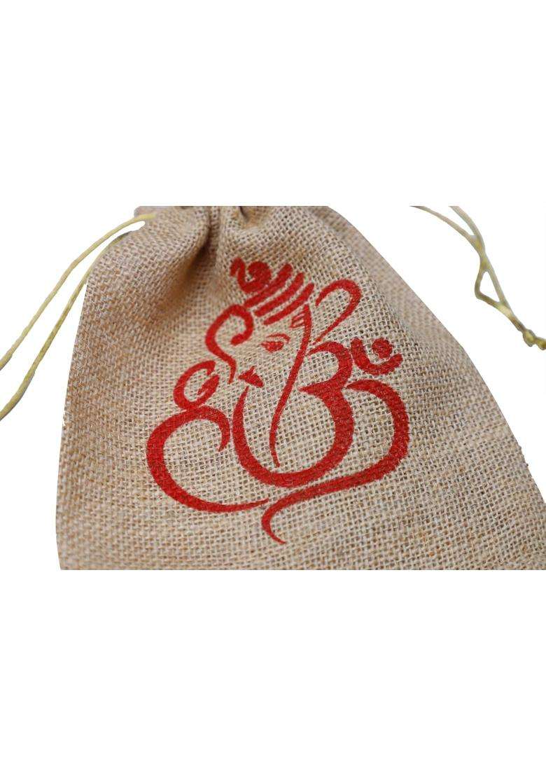 Verdantvibes Ganesh Jute Potli Bags 9x7 Inches Multi Color Pack of 20 - Indya