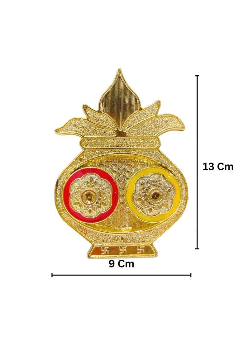 Gold Kalash Shaped Kumkum Holder Box Haldi with Potli Bag Thamboolam Return Gift for Women Diwali Baby Showers - Indya