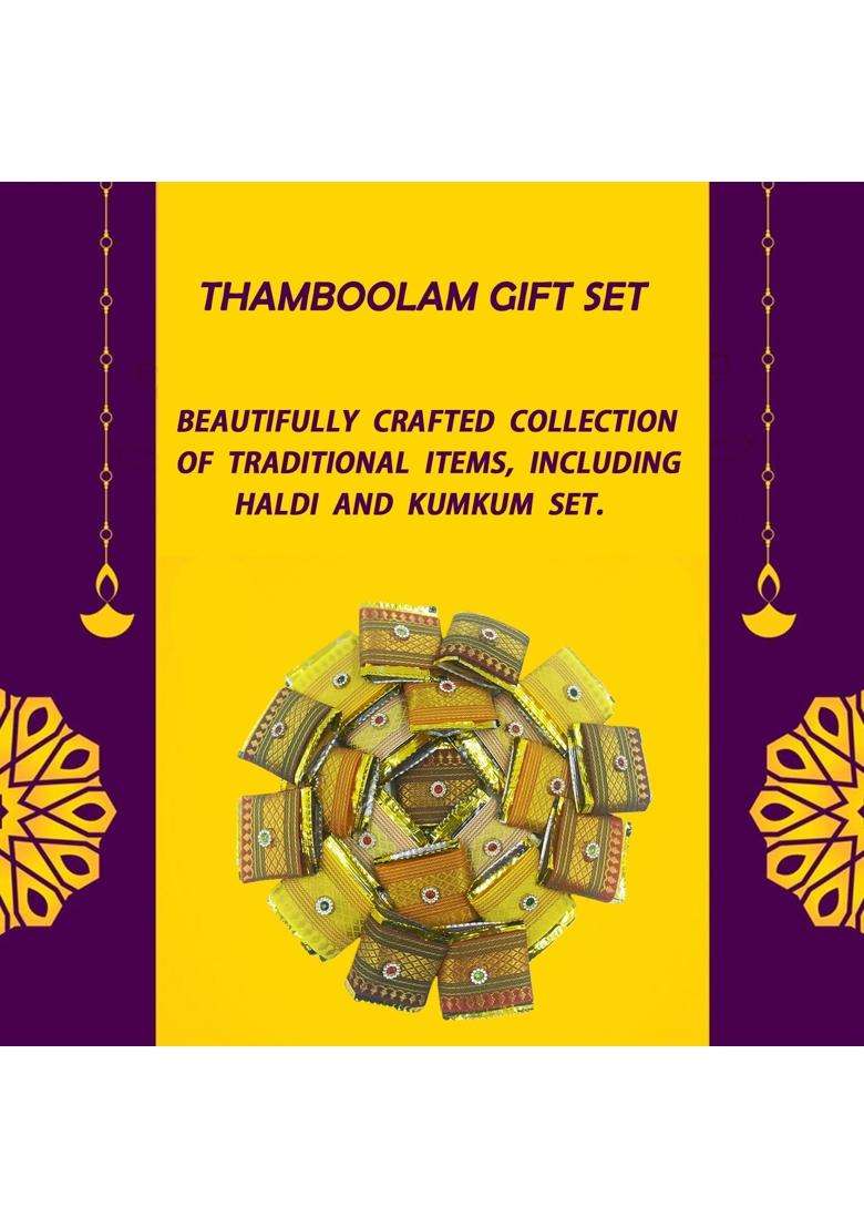 Navira FABS Thamboolam Return Gift Set with Haldi Kumkum Handmade Miniature Small Pouch Pack of 50 - Indya