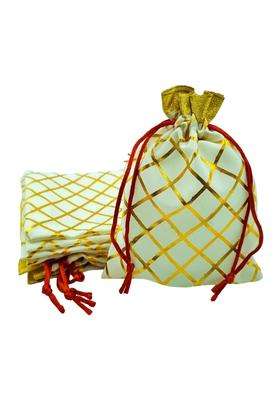 Soul Artisan Potli Bag Sandal Cross Checked with Golden Border for Women Return Gifts Wedding Pack of 20