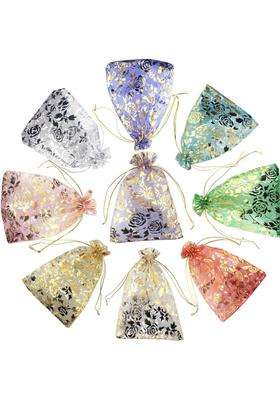Classic Eco Friendly Bags DNY 100 Pcs Potli Bags Organza Pouches 4x6 Inches with Drawstring Small Potli Bags