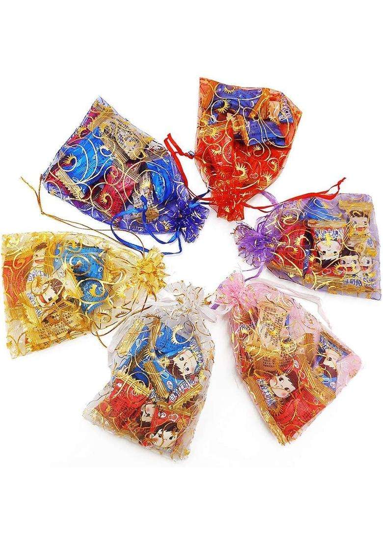 Classic Eco Friendly Bags DNY 100 Pcs Potli Bags Organza Pouches 4x6 Inches with Drawstring Small Potli Bags - Indya