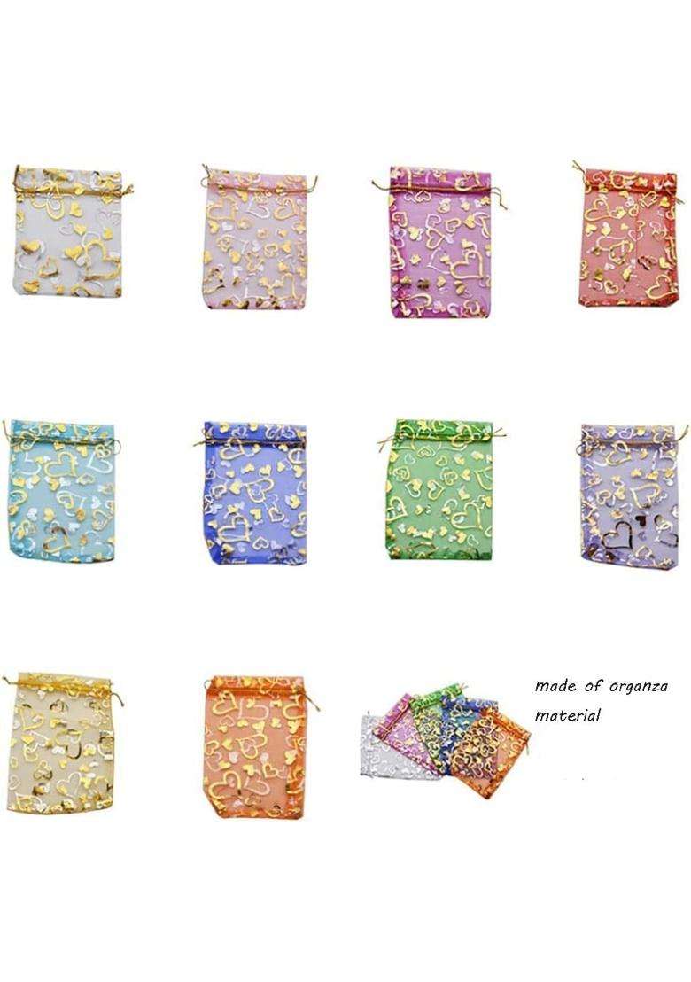 Classic Eco Friendly Bags DNY 100 Pcs Potli Bags Organza Pouches 4x6 Inches with Drawstring Small Potli Bags - Indya