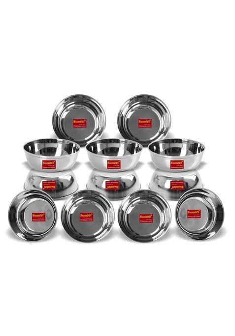Sumeet Stainless Steel Heavy Gauge Bowl Set Wati Set with Mirror Finish 10CM Dia Pc Solid Set of 12