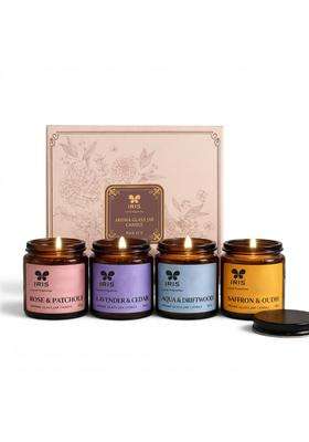 IRIS Multicolour Aroma Glass Jar Candle Scented Candles Gift Pack Set of 4