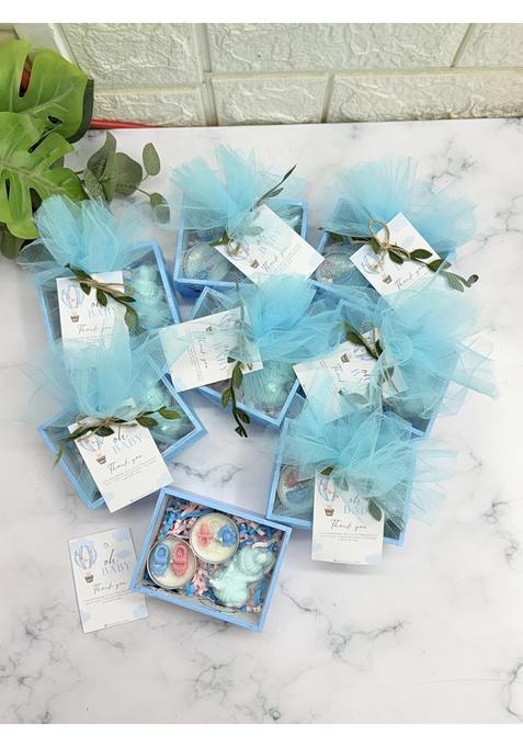 Yellow Petal Baby Shower and Birthday Return Gift Mini MDF Tray Soap and Candle Combo Net and Card Packing