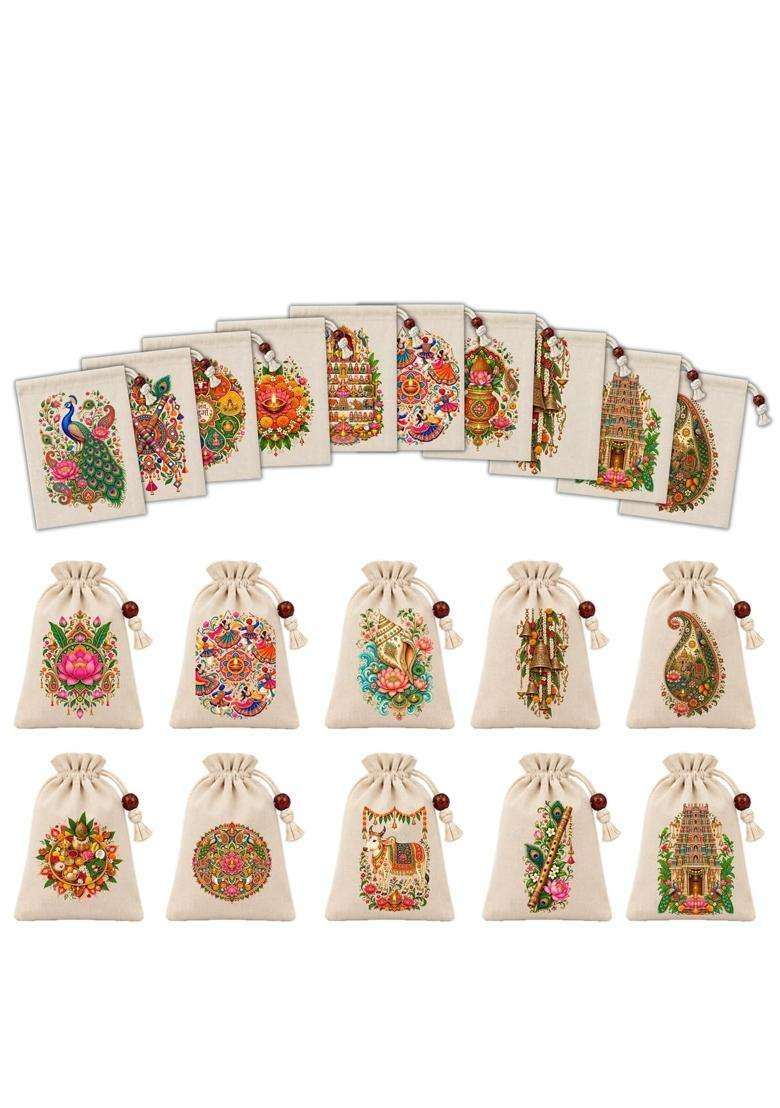 Kai Pai Co Festive Potli Bags Combo Navratri Pack of 10 - Indya