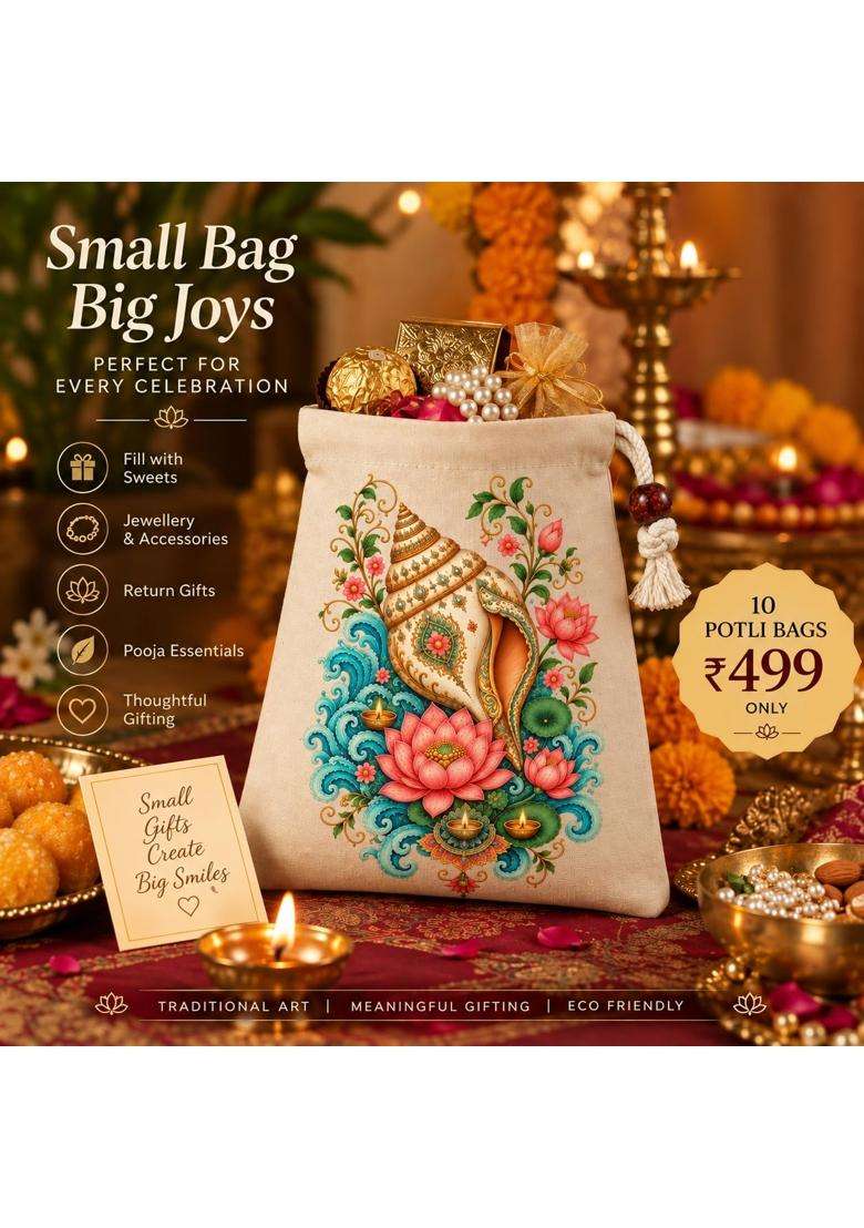 Kai Pai Co Festive Potli Bags Combo Navratri Pack of 10 - Indya