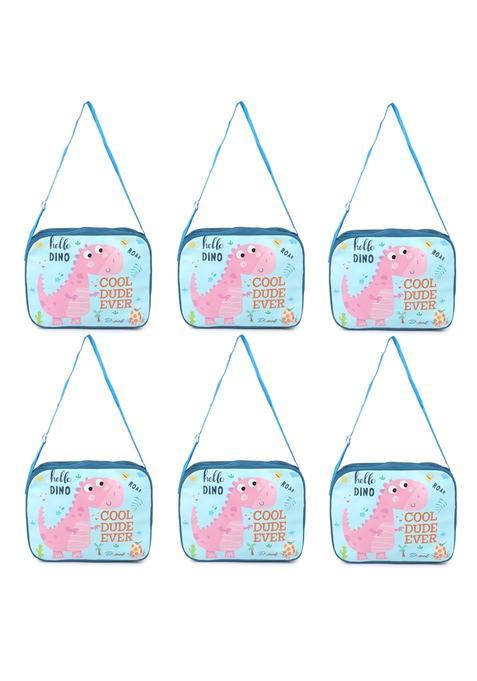 Jiada Blue Dinosaur Theme Birthday Return Gifts Sling Bags Picnic Bags Pack of 6