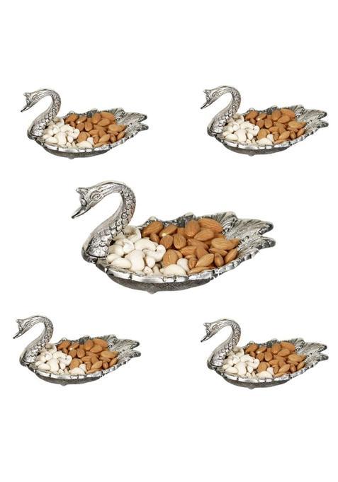 Craftvatika Return Gift for Women House Warming Ceremony Wedding Return Gifts Metal Swan Shape Dry Fruit Tray