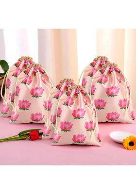 Kuber Industries Cream Polyester Potli Bags 7X9 Inch Pack of 6