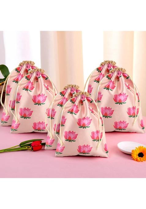 Kuber Industries Cream Polyester Potli Bags 7X9 Inch Pack of 6