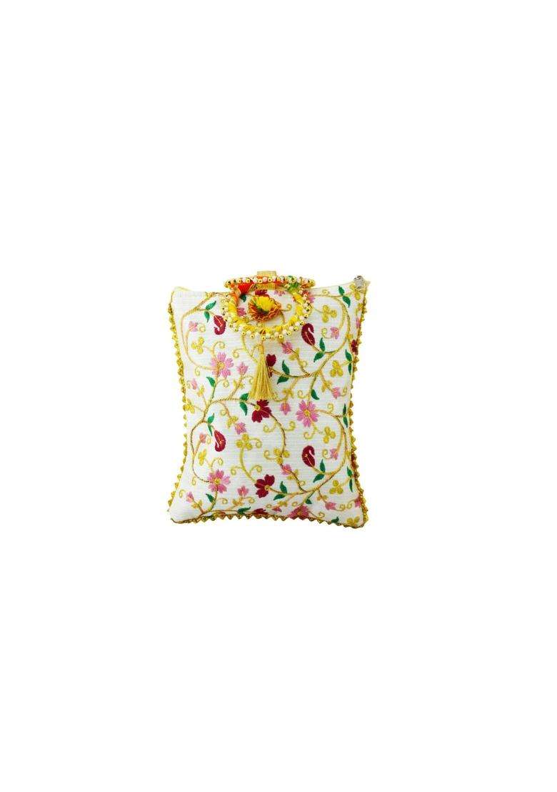 Niskanet Traditional Potli Gift Bags with Zip Closure Bangle Handle and Leaf and Haldi Kumkum Pouches - Indya