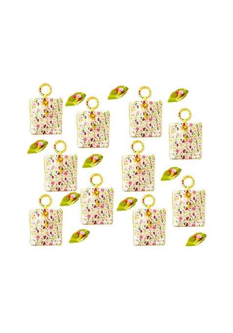 Niskanet Traditional Potli Gift Bags with Zip Closure Bangle Handle and Leaf and Haldi Kumkum Pouches
