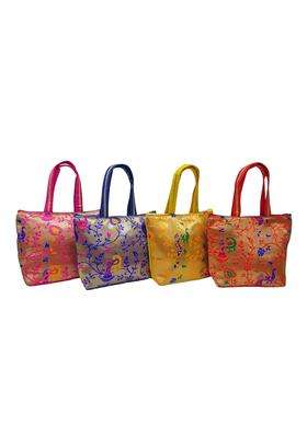 Purple Pink Ethnic Paithani Purses for Wedding Return Gift Women Wholesale Bridal Giveaways Potli Bag