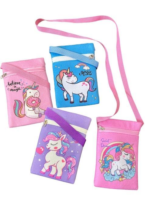 Le Delite Unicorn Mini Crossbody Sling Bags Pieces Soft Plush Velvet Material Pack of 10
