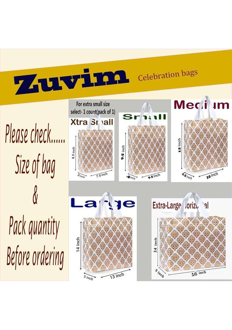 Zuvim Carry Bag for Return Gifts Canvas Fabric Bags for Wedding and Festivals White Gold Printed - Indya